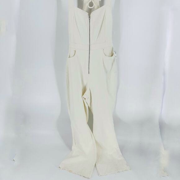 Free People We The Free CRVY 2nd Ave One Piece Ivory Denim Jumpsuit Sz 14 NWT - Picture 13 of 13